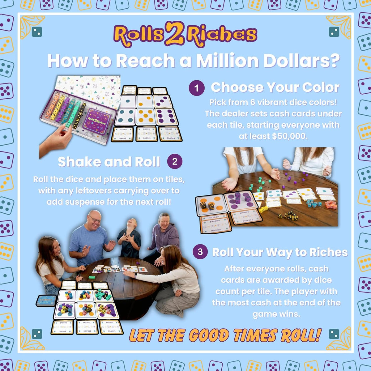 Award-Winning Board Game for Families – Rolls 2 Riches | Fast-Paced Dice, Card & Strategy Game for