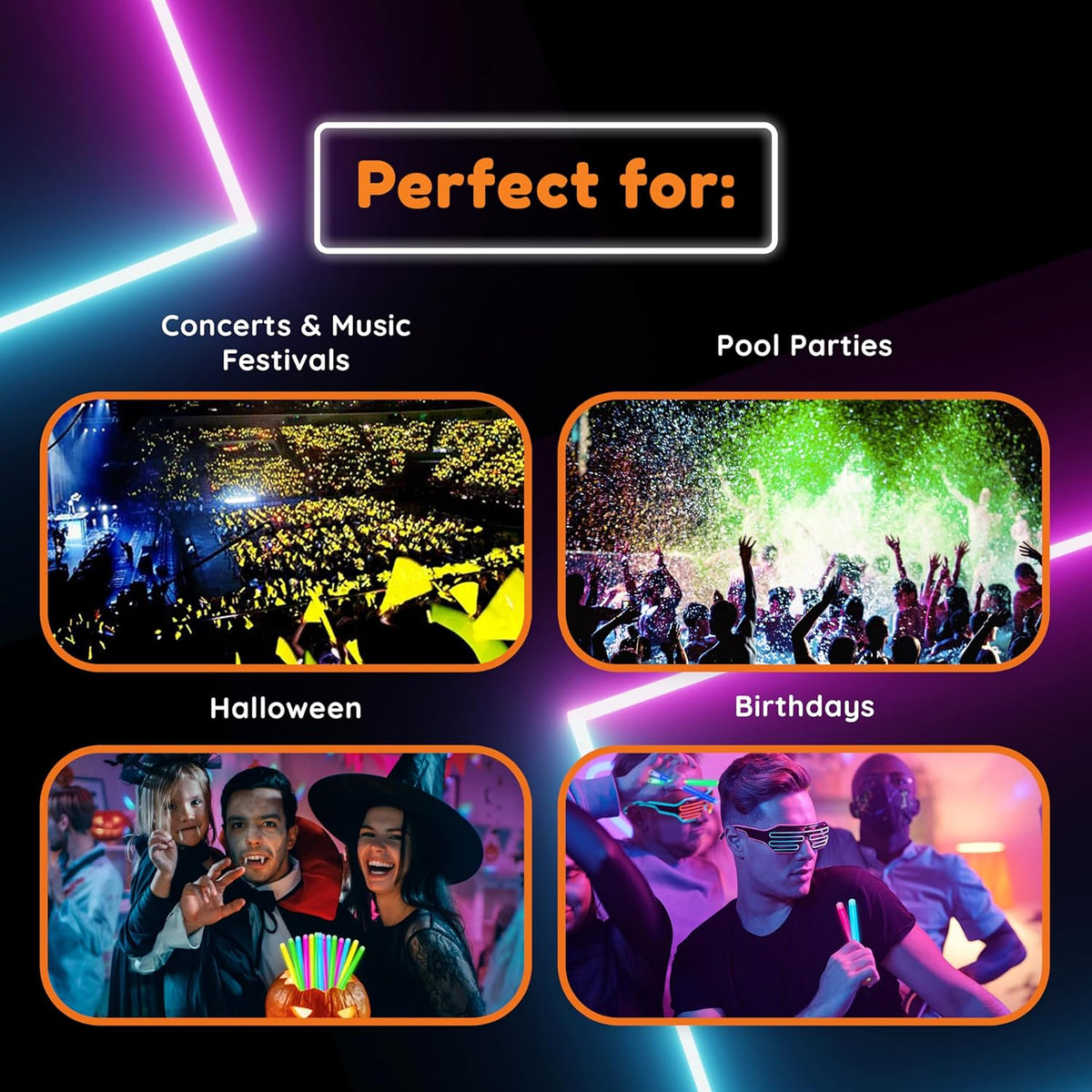 Glow Fever Bulk 50ct 4" Glow In The Dark Sticks, For Kids Party Supplies Birthday Party Favors