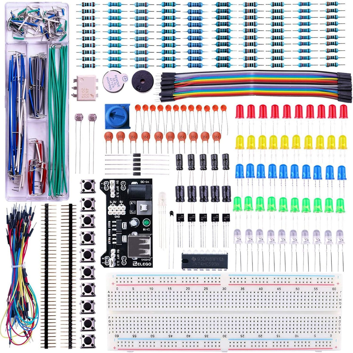 ELEGOO Upgraded Electronics Fun Kit w/Power Supply Module, Jumper Wire, Precision Potentiometer