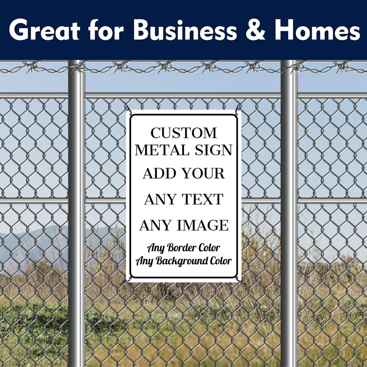 Custom Signs Outdoor Metal - 12 x 8 Personalized Aluminum Rust-Proof Entrance Garden Hazard