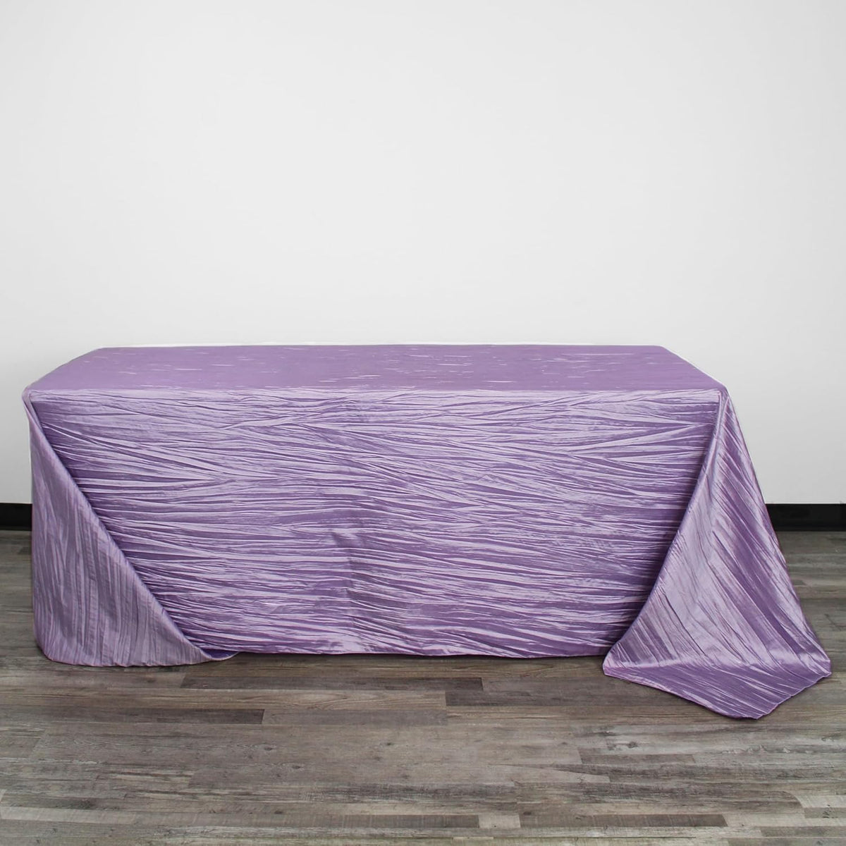 YOUR CHAIR COVERS - 90 x 132 inch Rectangular Crinkle Taffeta Tablecloth - Lavender, Rectangle