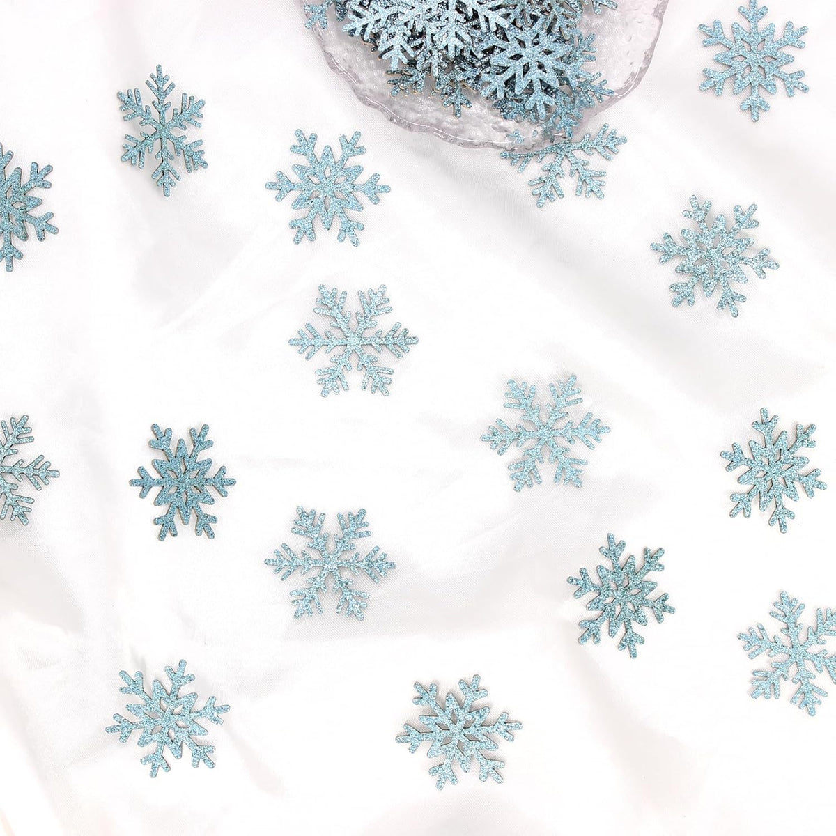 200PC Blue Glitter Snowflake Confetti Winter Wonderland Table Decorations Snowflakes Table Scatter