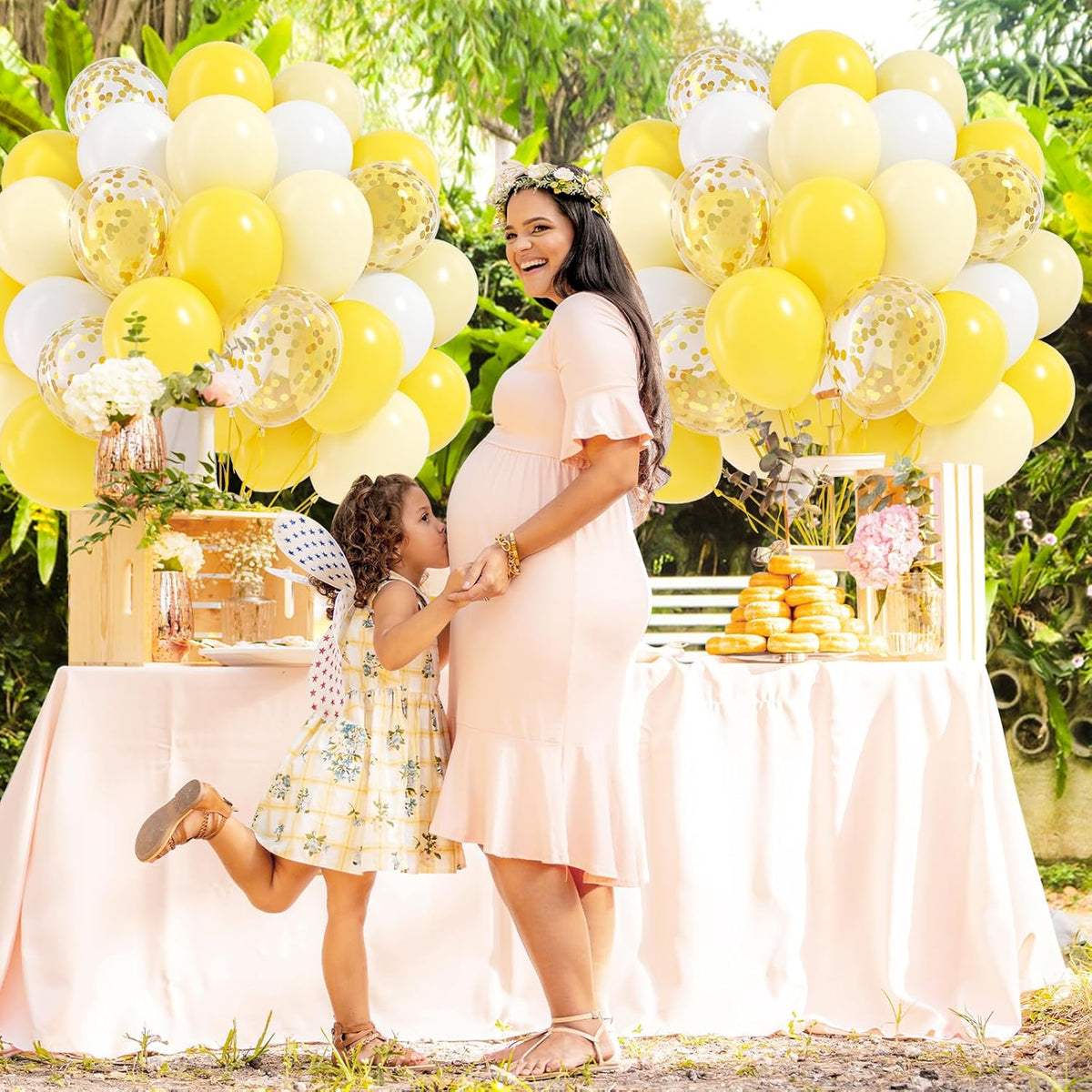 60pcs Yellow and White Balloons 12inch with Pastel Yellow White Gold Confetti Balloons for Bee
