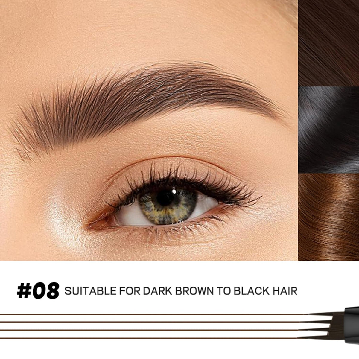 2 Pack Eyebrow Pen, Waterproof Microblading Eyebrow Pencil, 4 Tip Precise Eye Brow Makeup Pen for