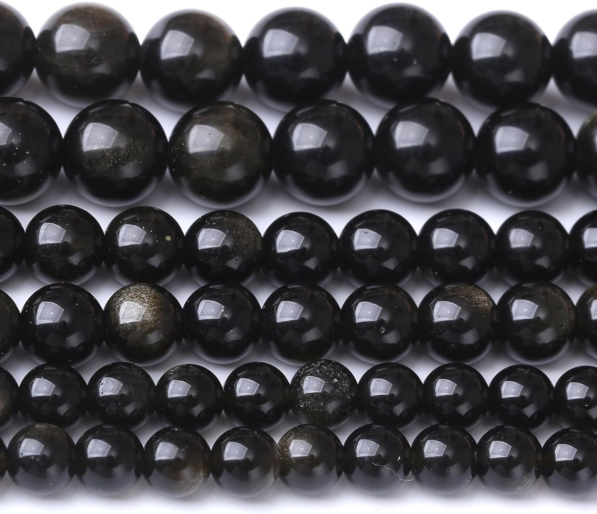 Gold Obsidian Stone Beads for Jewelry Making DIY Craft Gemstone Beads Kit (6mm, 60pcs) Cosmic