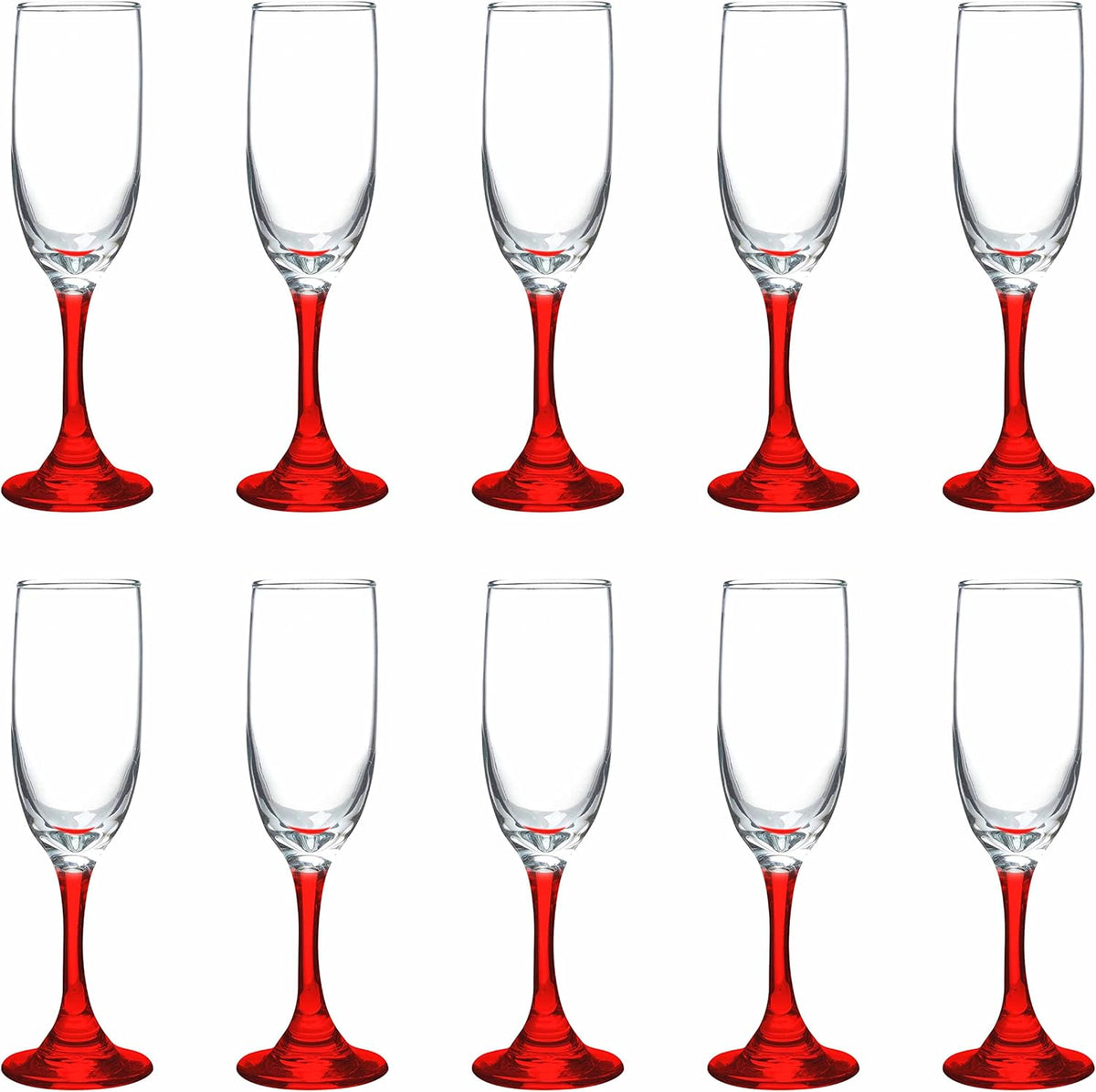 DISCOUNT PROMOS Premiere Champagne Flutes 6.25 oz. Set of 10, Bulk Pack - Elegant Drinkware for