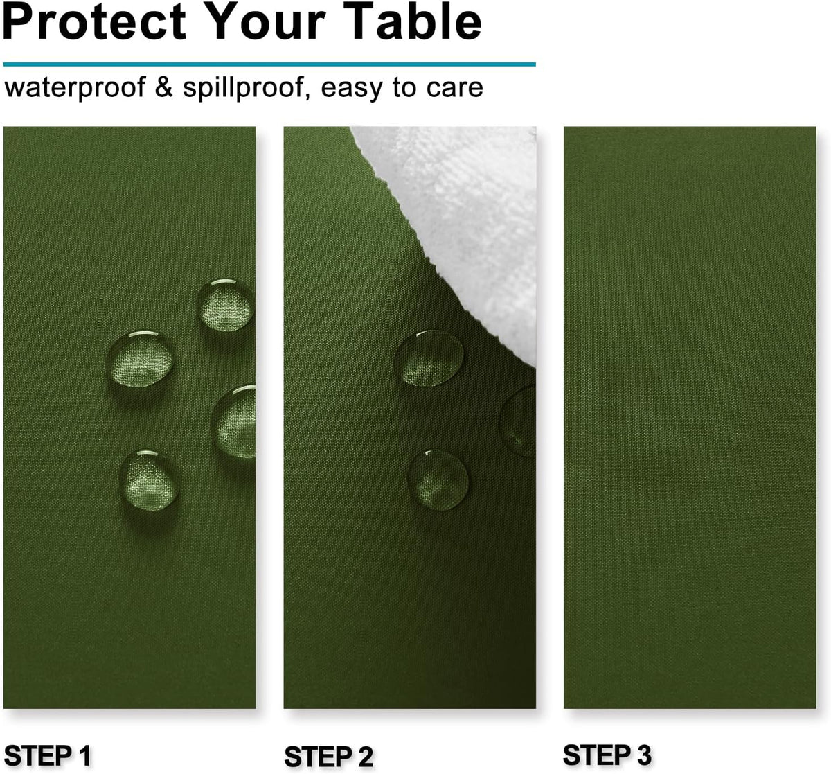Hiasan Olive Green Tablecloth for Rectangle Tables - Waterproof Washable Polyester Fabric Table