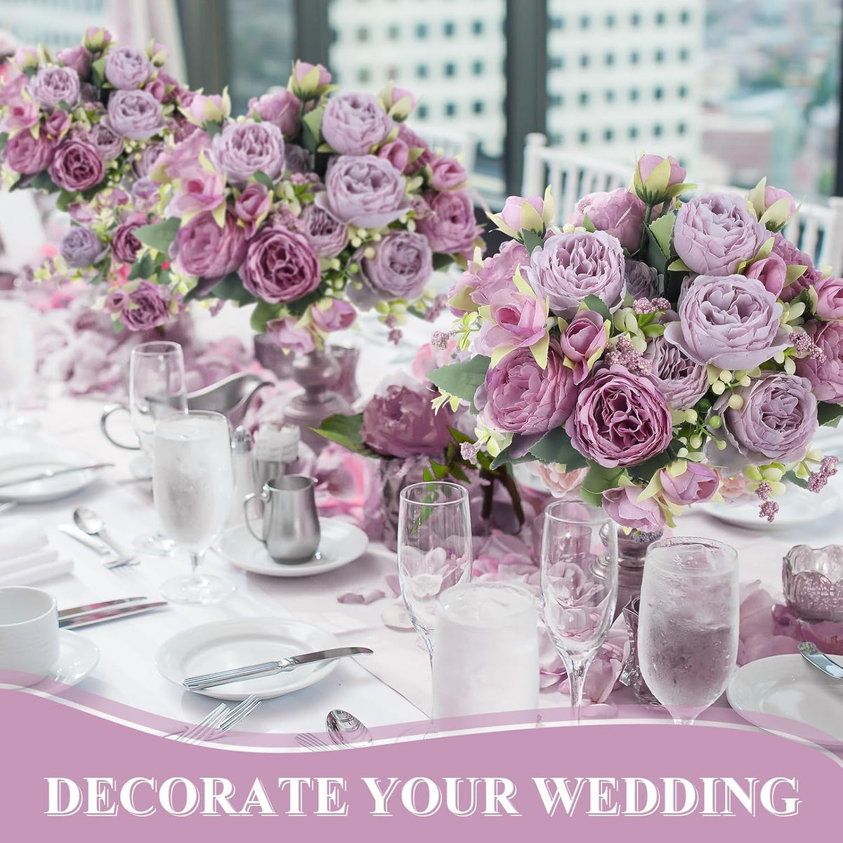 8 Bundles Artificial Peonies Flowers Boho Faux Flowers Arrangements Artificial Centerpiece Spring