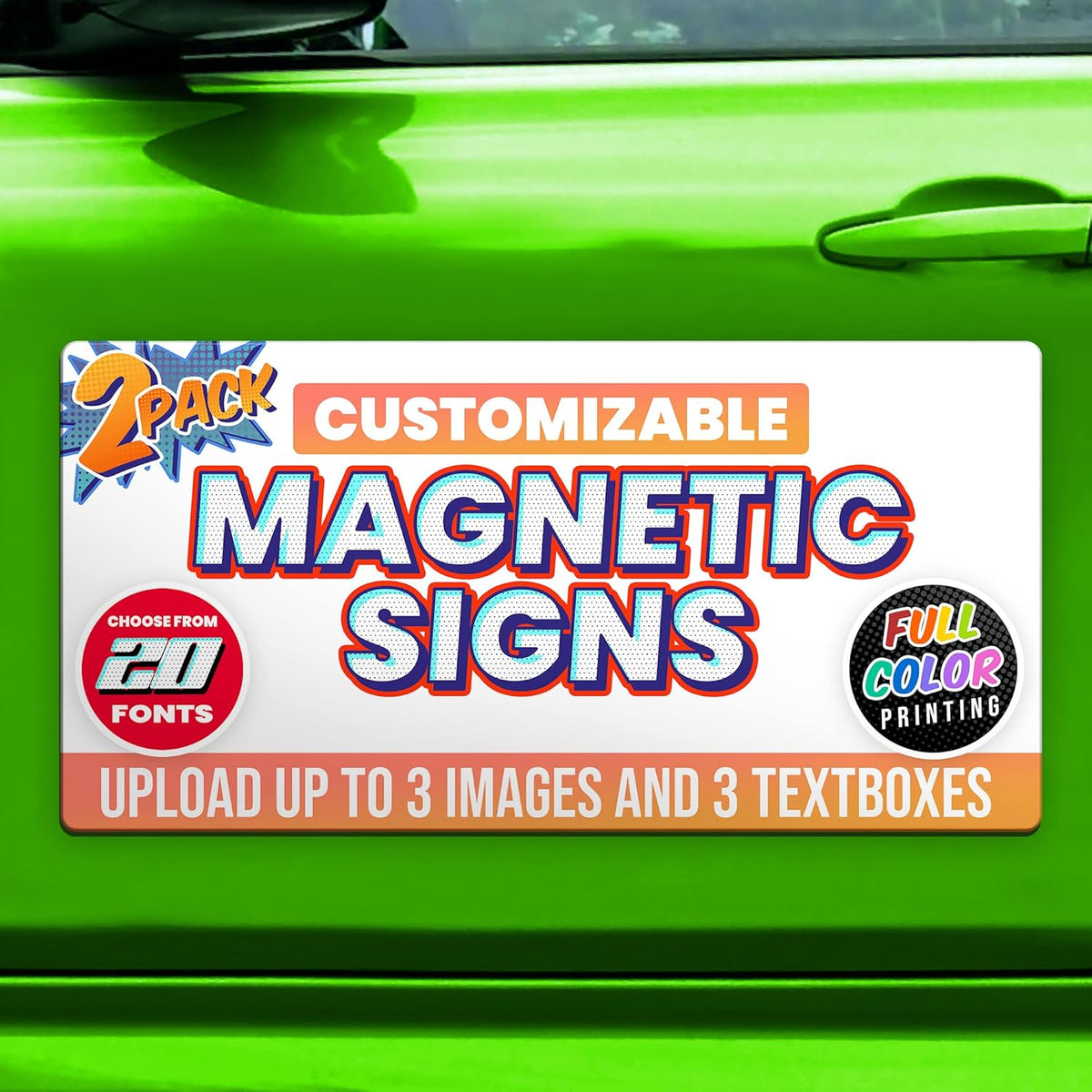 2-Pack,12"x24" Custom Magnet Signs in Full Color for Business and Advertising, 30 mil Customized