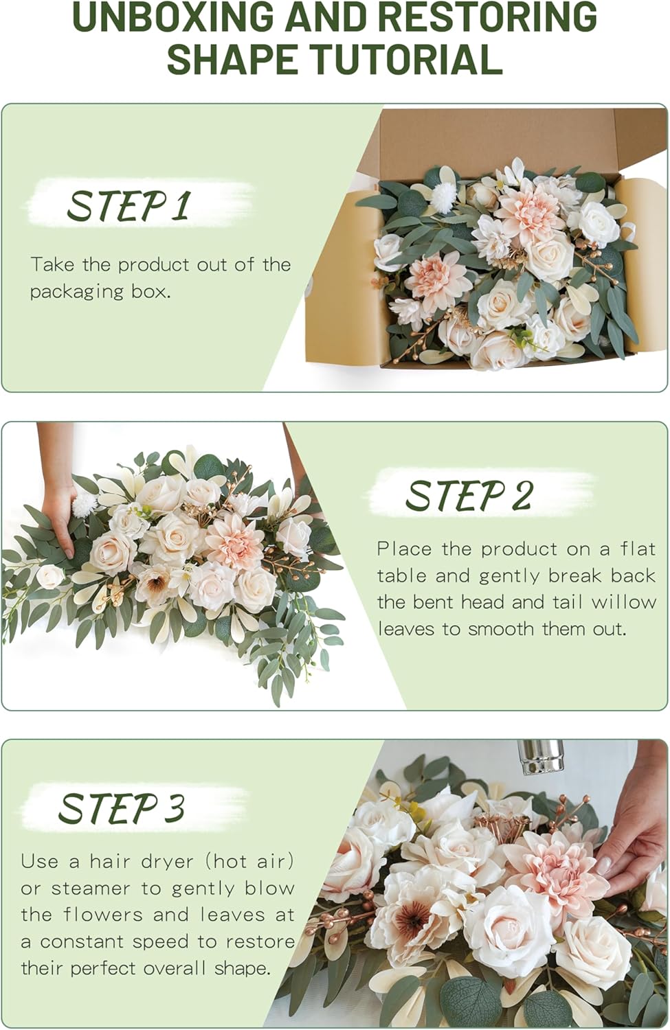 Faux Flower Swag Set of 2 for Wedding Welcome Signs Floral Swag Wedding Reception Ceremony Signs