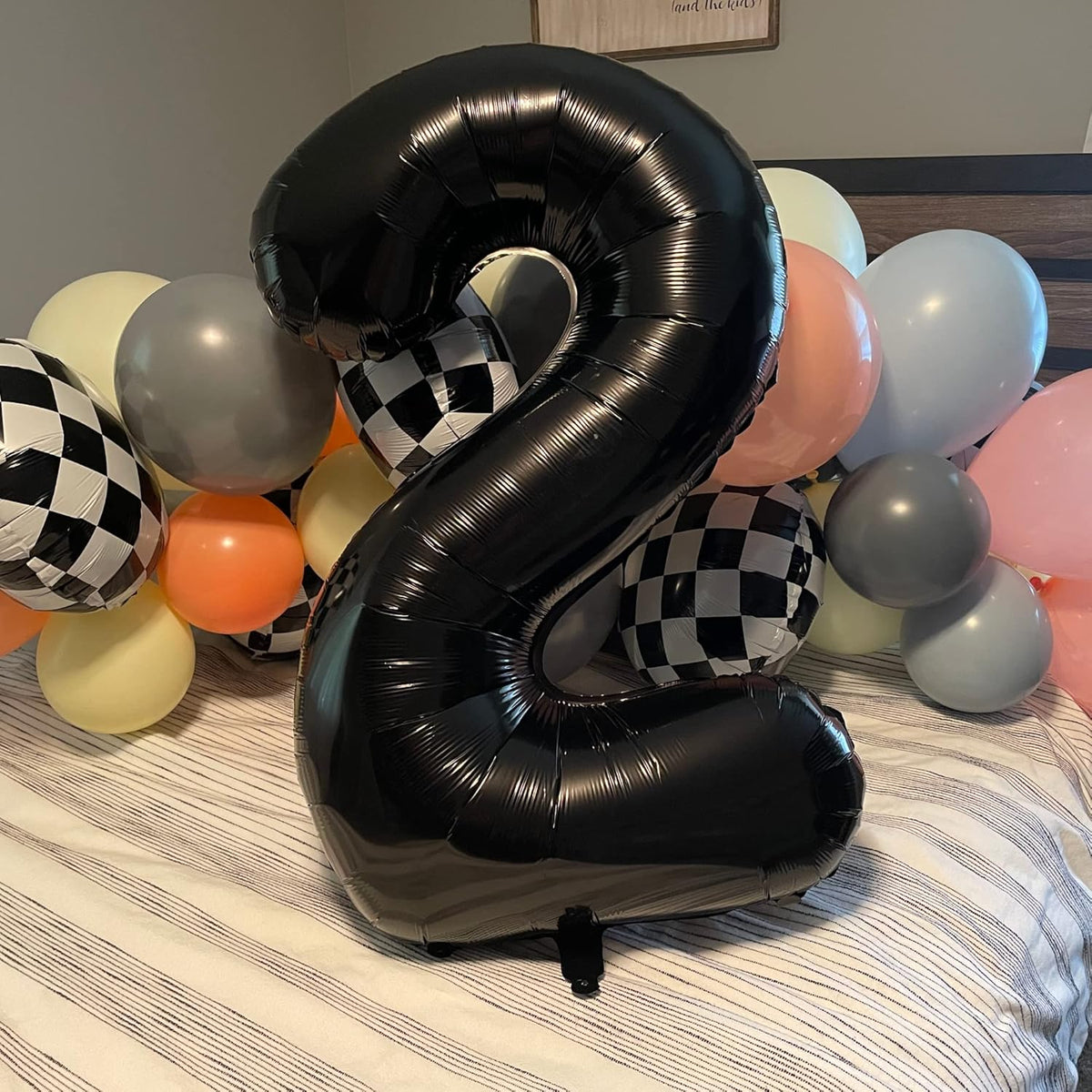 Black Foil Balloon Number 2, 40'' Giant Self Inflating Number Balloons Set 0-9, Large Number 2