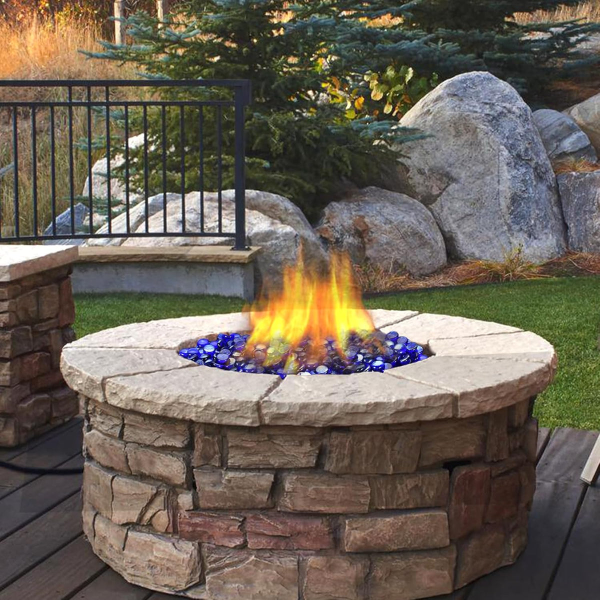 Fire Pit Glass, Cobalt Blue Firepit Rocks for Propane Firepit, Fireplace and Outdoor Decorative