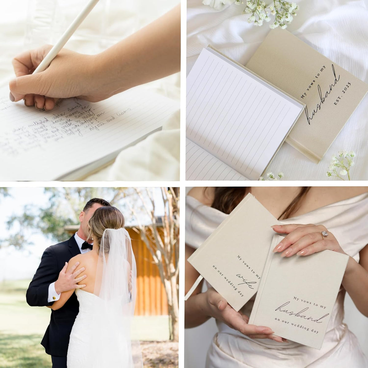 Wedding Vow Books His and Hers - 2 Pack Personalized His & Hers Book - Linen Hardcover Bride and