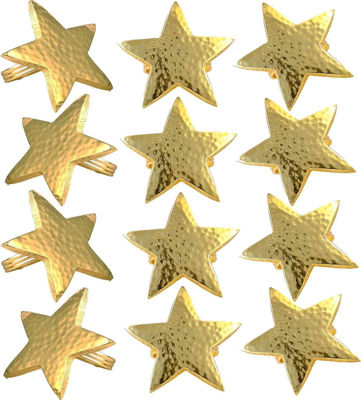 12 Pcs Lightweight Metal Napkin Rings - Gold Star Metal Holders for Elegant Table Decor, Parties