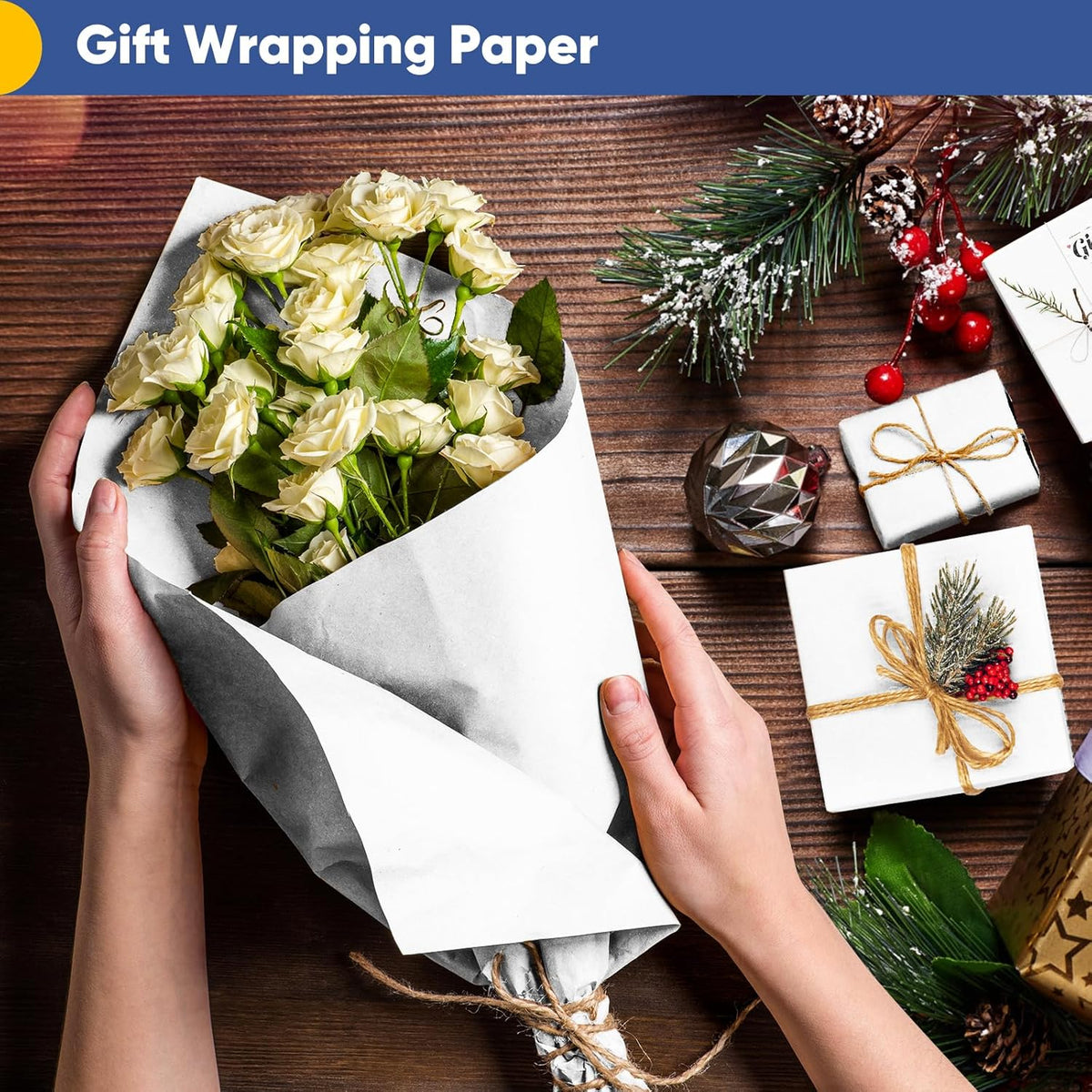 Vanhench White Wrapping Paper 17.5"x1200"(100'), White Easel Painting Drawing Paper Roll Kids Art
