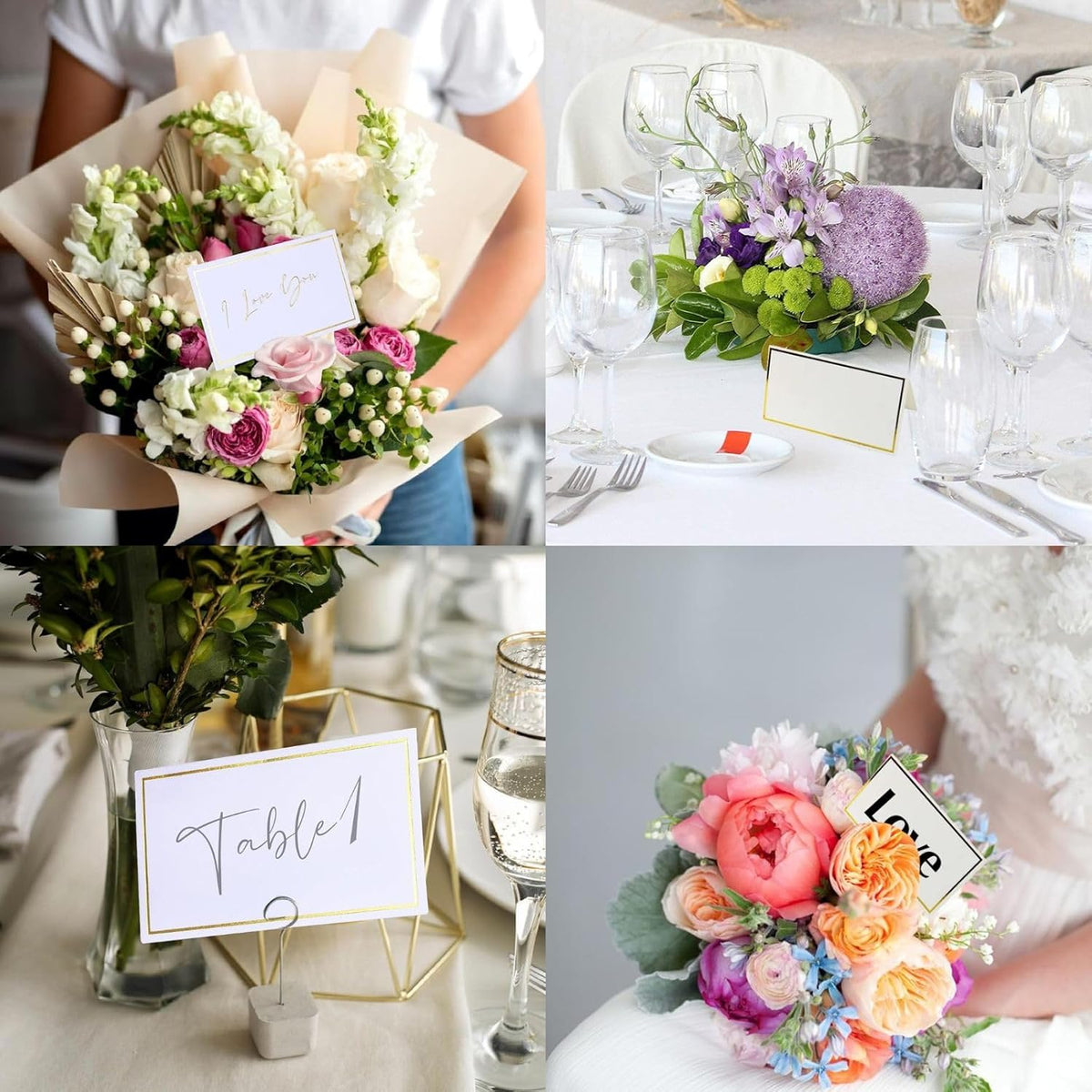 50Pcs Table Place Cards Wedding Name Cards with Gold Foil Border White Blank Small Tent Card for
