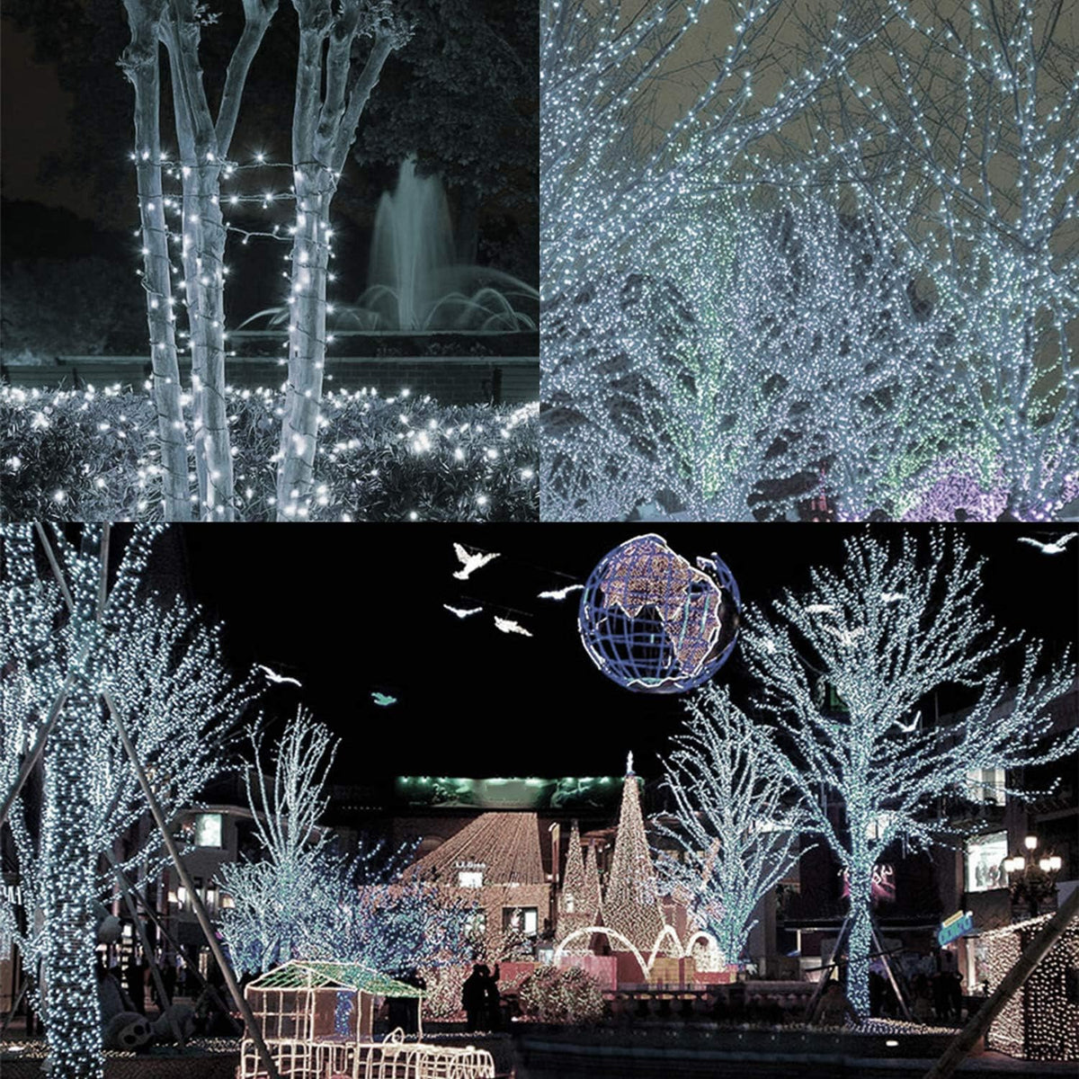 LJLNION 300 LED String Lights Outdoor Indoor, Extra Long 98.5FT Super Bright Christmas Lights, 8