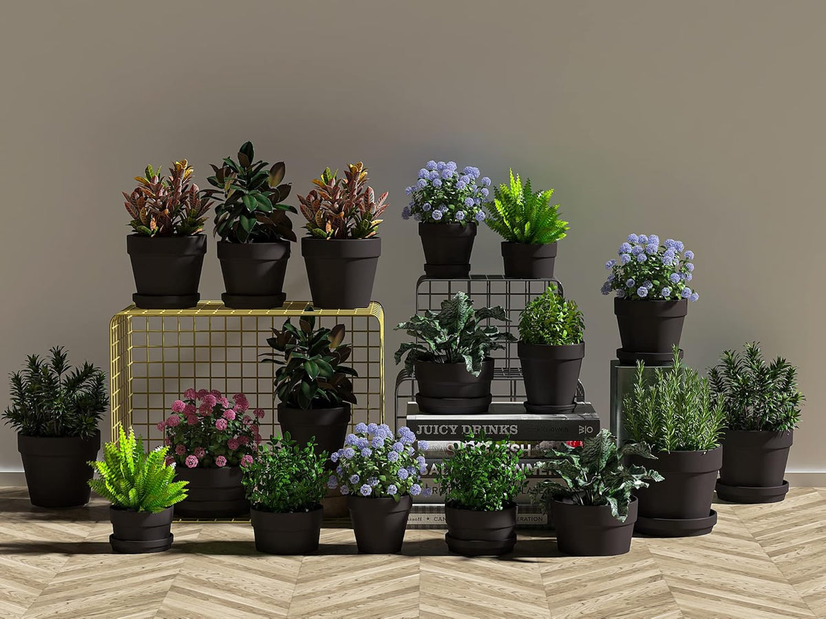54 Pcs Small Mini Black Clay Pots 2.1'' Terracotta Pot Clay Ceramic Pottery Planter Cactus Flower