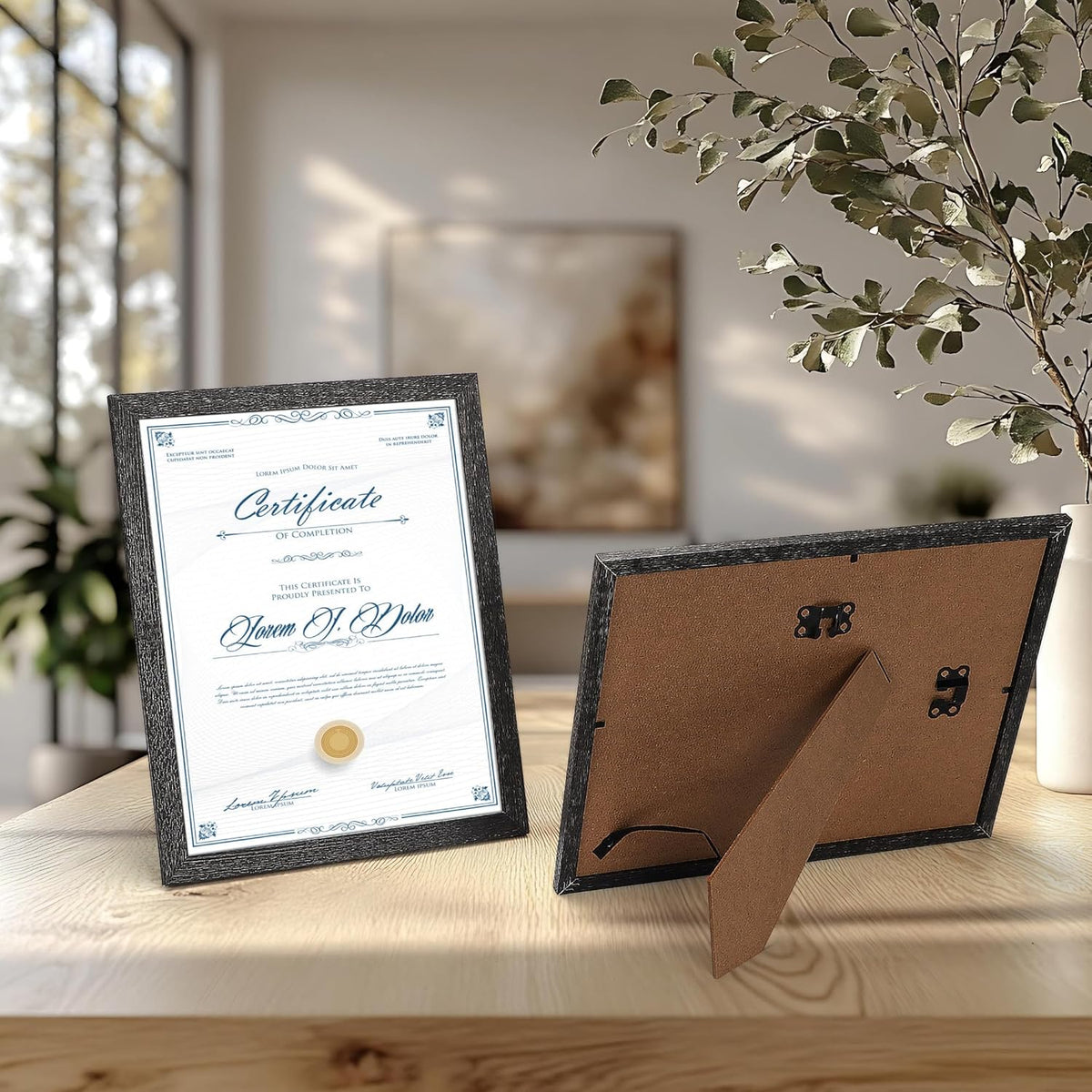 PETAFLOP Bulk 8.5 x 11 Picture Frame Set of 18, Rustic Black Document Certificate Frames for Wall