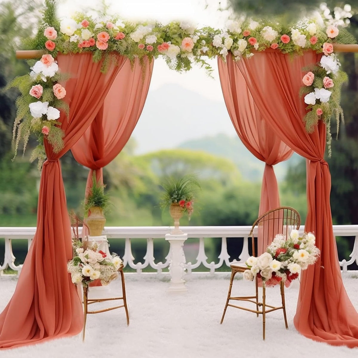 Arch Drapes for Wedding Arch Draping Fabric Terracotta Sheer Backdrop Curtain for Ceremony Bridal
