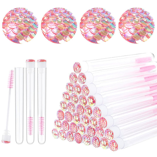 50 Pieces Disposable Mascara Brushes Eyelash Brush Lash Wand Diamond Mascara Wands with Tube Makeup