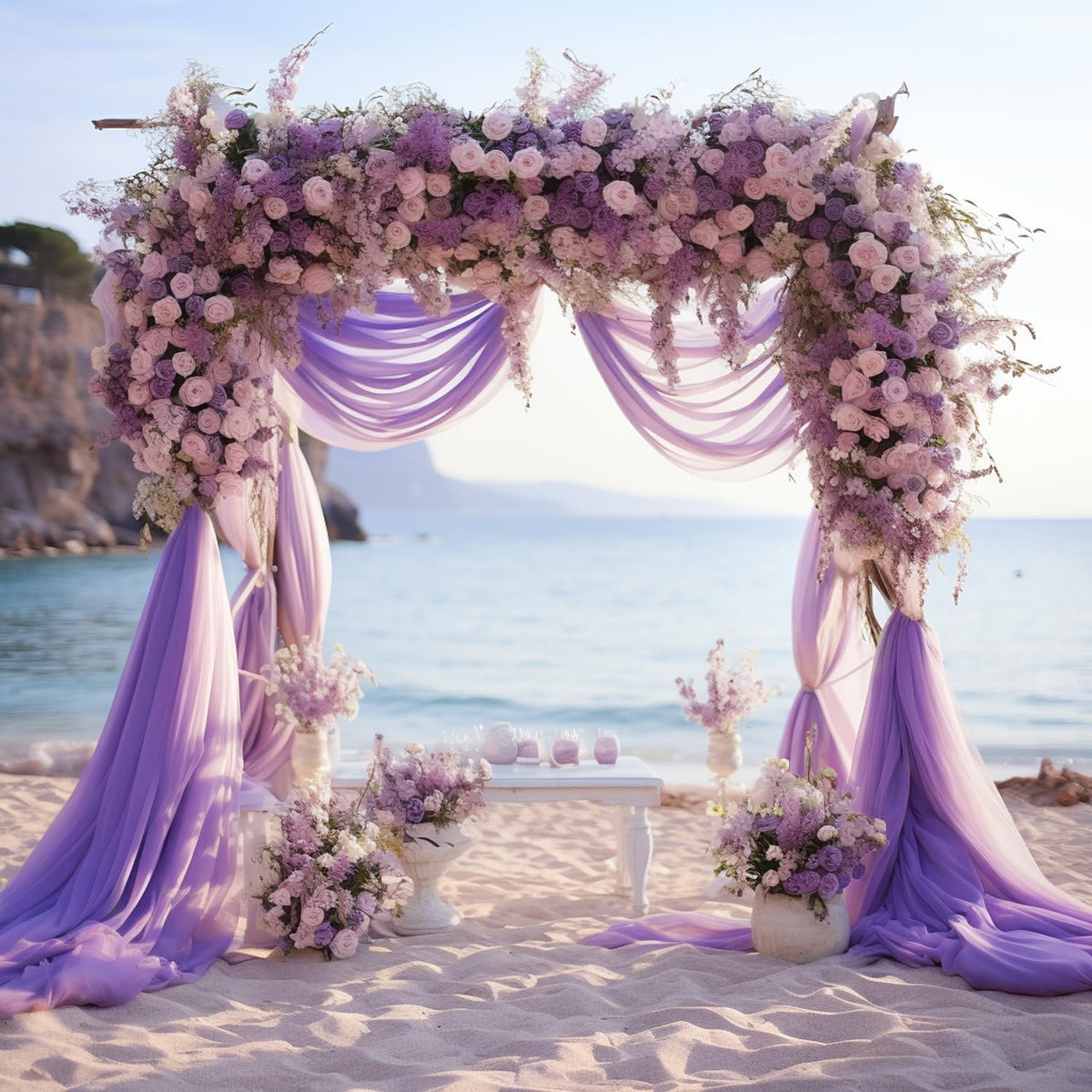 Wokceer Wedding Arch Draping 2 Panels 28.7" x 20FT Lavender Purple Sheer Fabric Backdrop for
