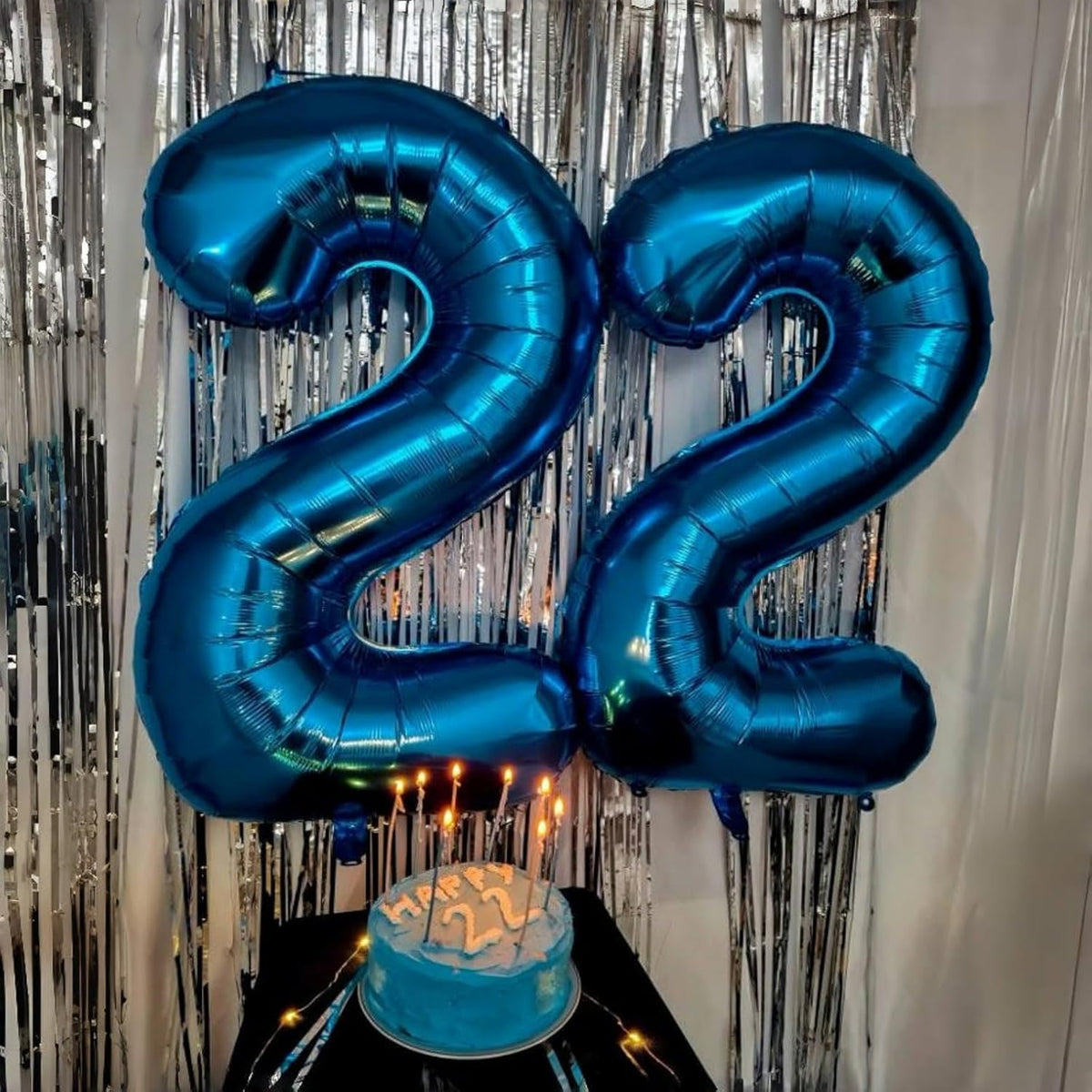 Blue Foil Balloon Number 8, 40'' Giant Self Inflating Number Balloons Set 0-9, Large Number 8