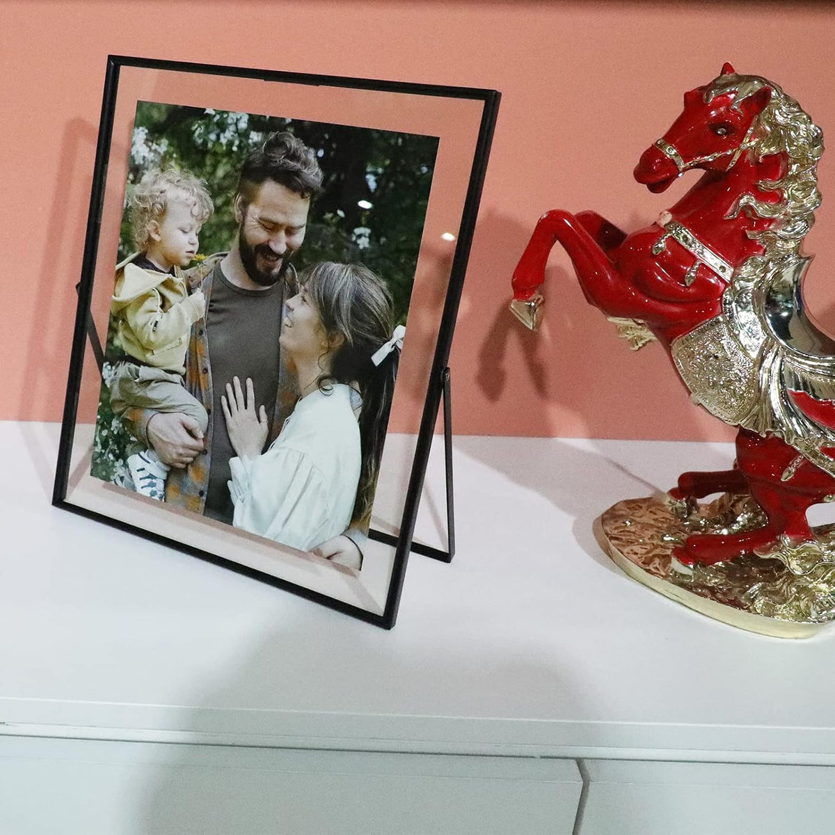Black Floating Frame, 10"x12", Vertical, For Picture 9x11, 8.5x11, 8x10, 7x9, Tabletop Shelf Photo