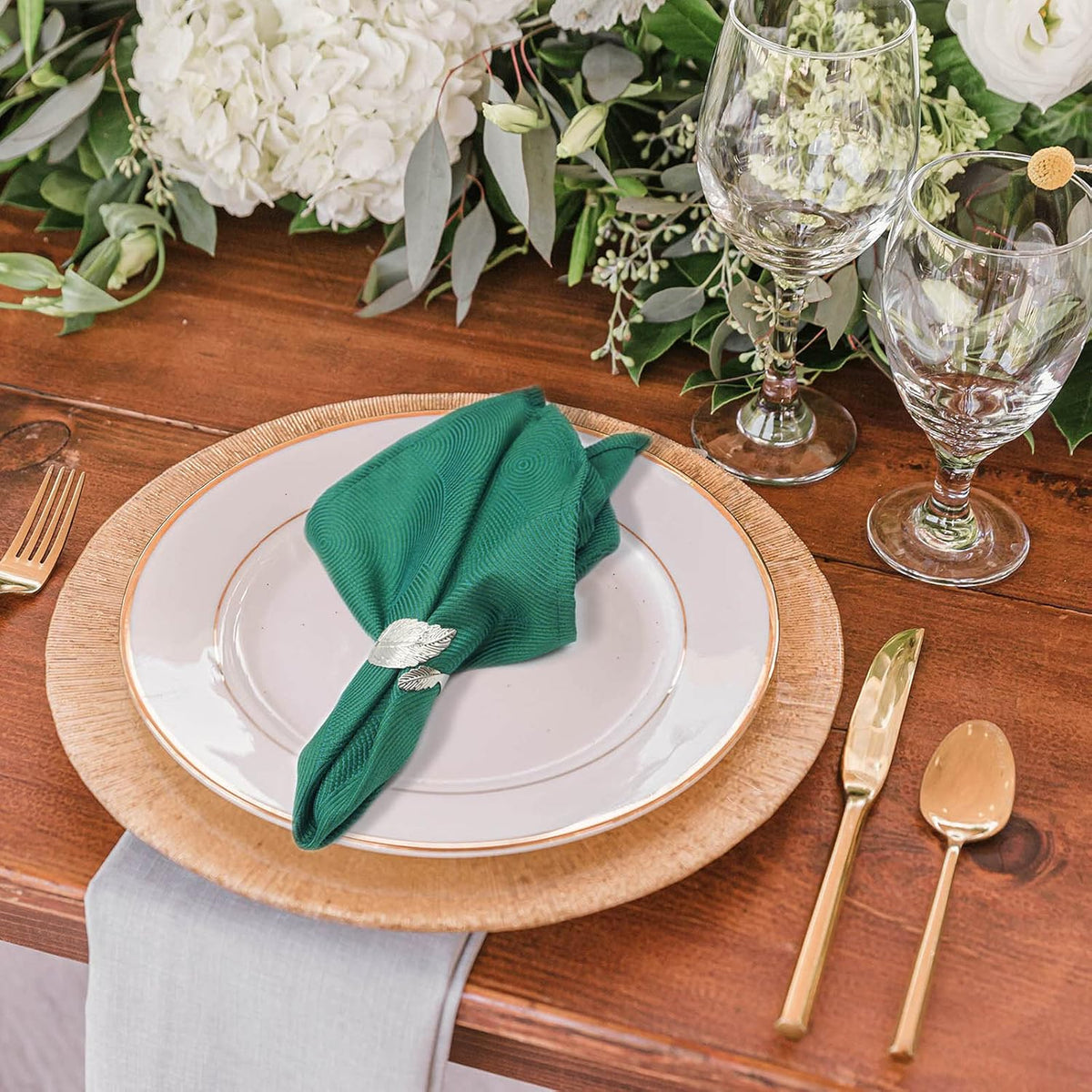 Silver Leaf Napkin Rings Set of 12, Leaves Napkin Rings for Table Setting, Metal Leaf Napkin Holder