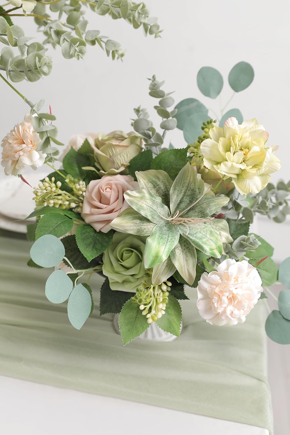 Serra Flora Artificial Flower Combo Fake Peony Rose Silk Flowers for DIY Wedding Bridal Bouquet