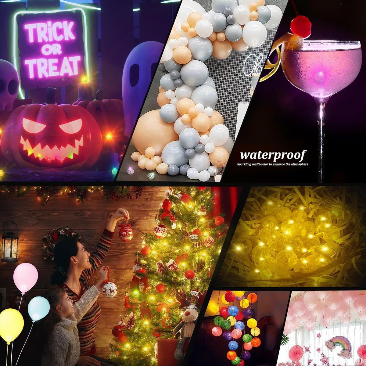 50pcs LED Yellow Balloon Light Mini Tiny LED Light, Small Round Led Ball Lamp for Paper Lantern