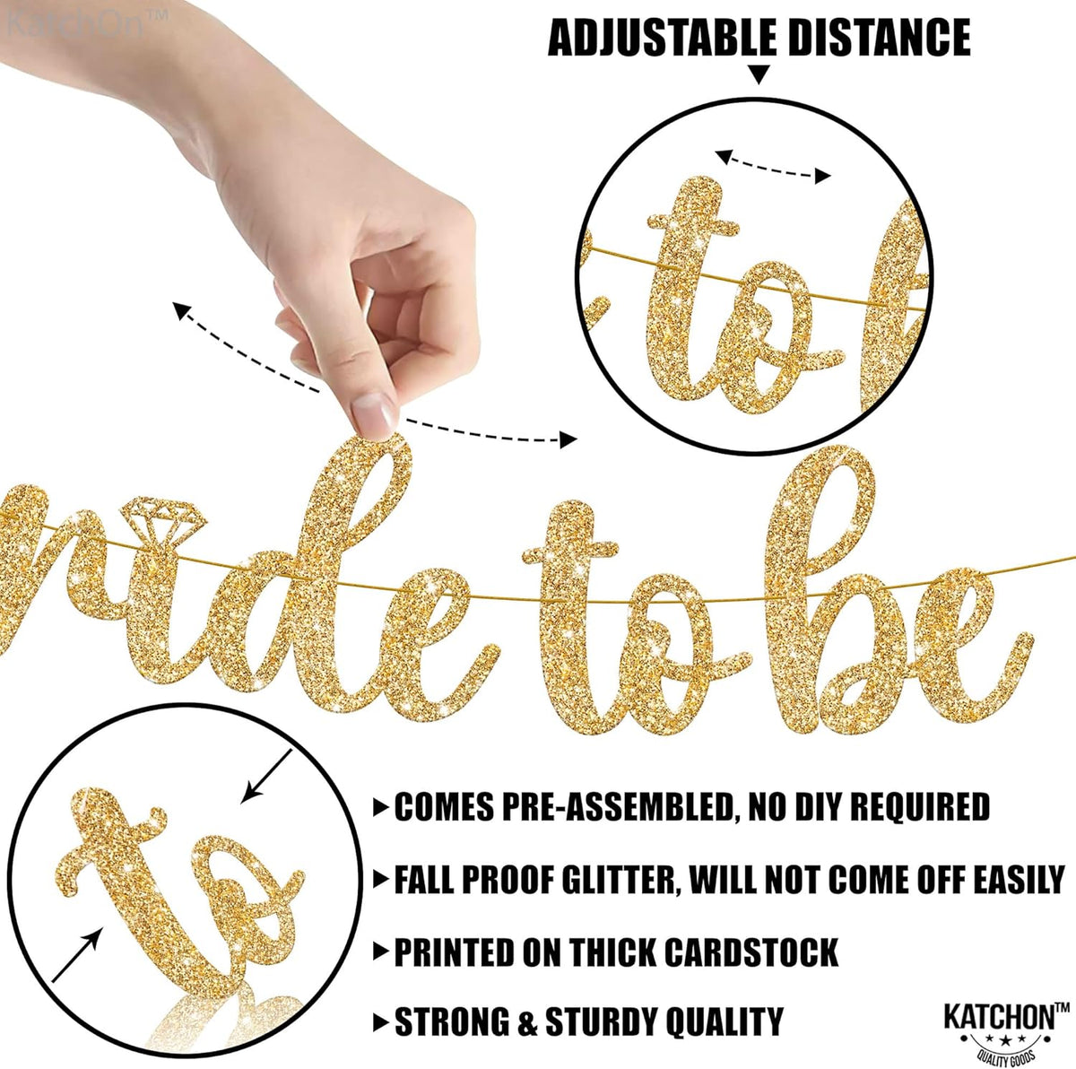 KatchOn, Gold Glitter Bride To Be Banner - 10 Feet, No DIY | Gold Bride to Be Sign for Bachelorette