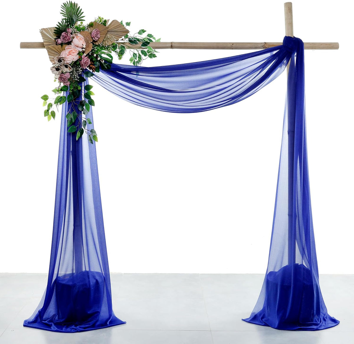 VDS Pack of 2 Panel (30 Inch X 20 Feet) Wedding Arch Draping Fabric Sheer Chiffon Fabric Drapery
