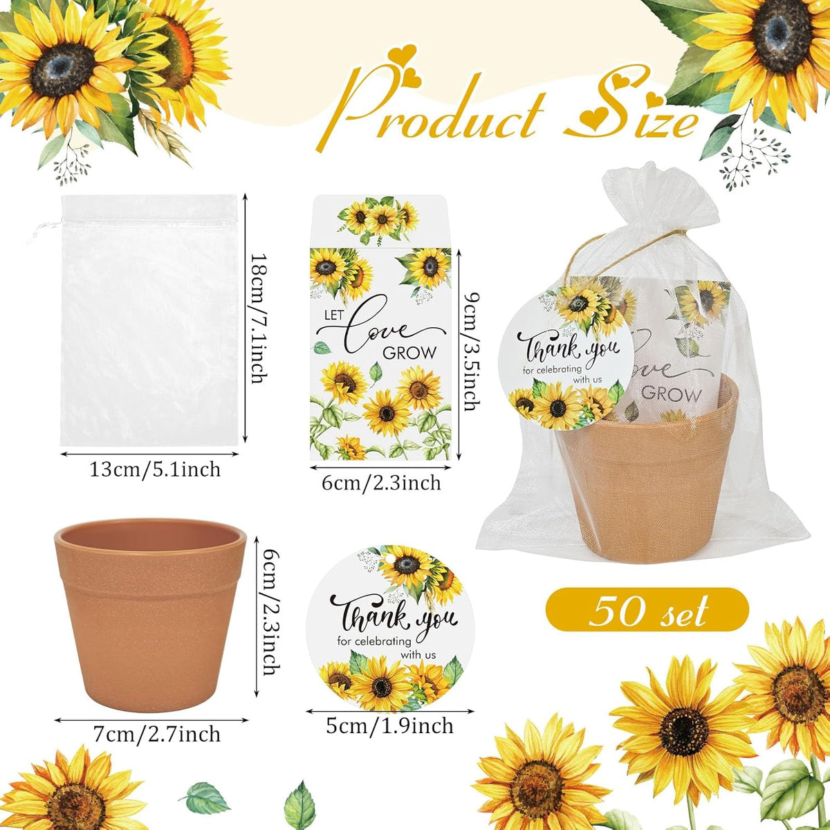 Cinrobiye 50 Sets Let Love Grow Wedding Favors for Guests Seed Packet Bags (Seed Not Include) with