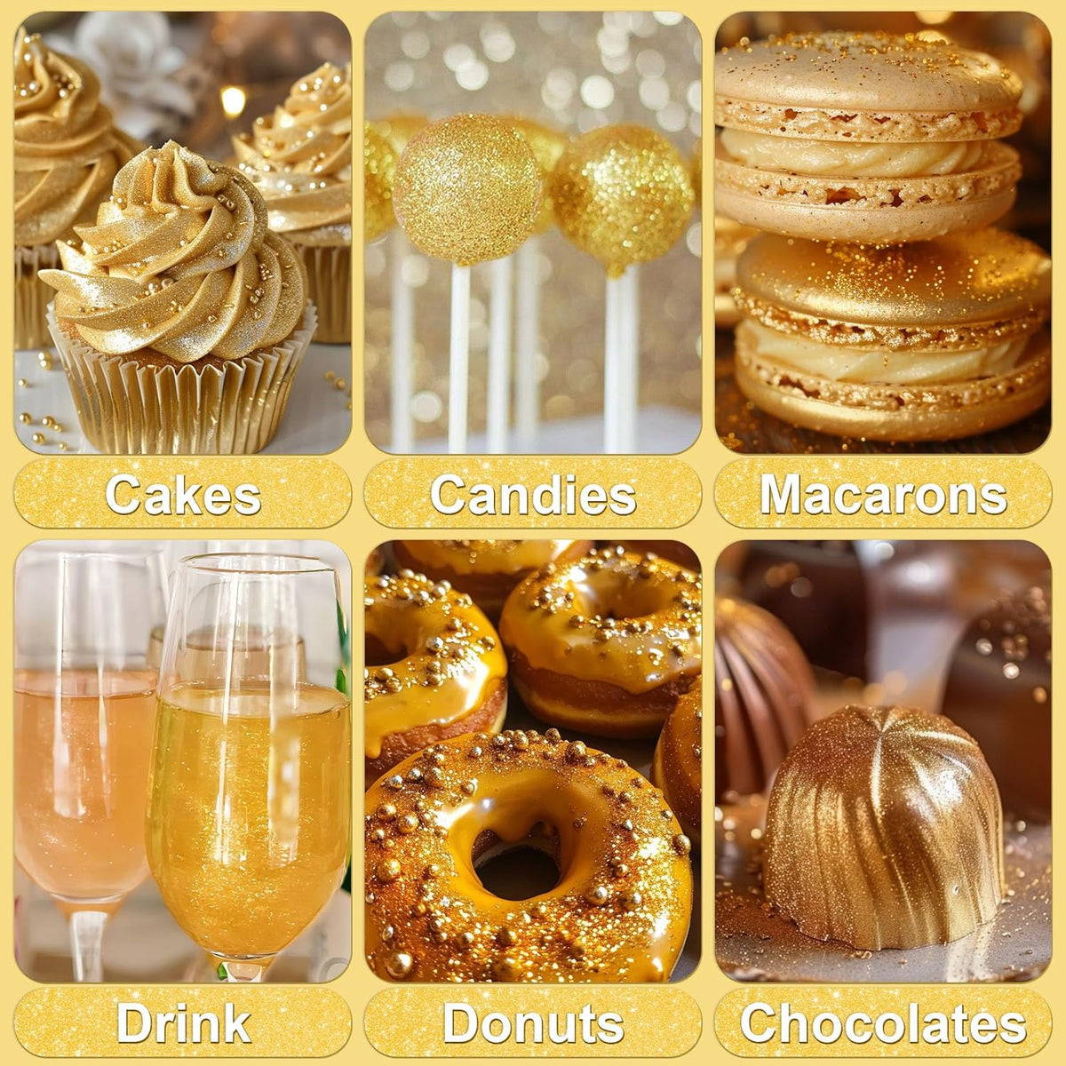 Gold Edible Glitter - 5g Food Grade Cake Decorating Shimmering Glitter, Edible Sprinkle Luster Dust