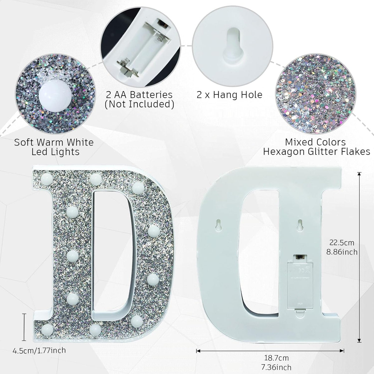 Light Up Letters, Marquee Light for Table Decorations, Glitter Signs for Prom, Events, or