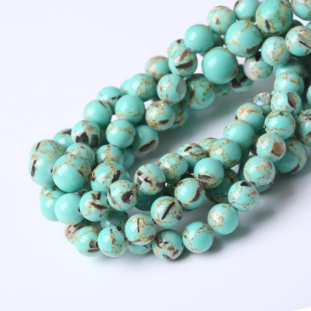Gold Wire Turquoisee Stone Beads Gemstone Round Crystal Energy Jade Beads Stone Beads for Jewelry