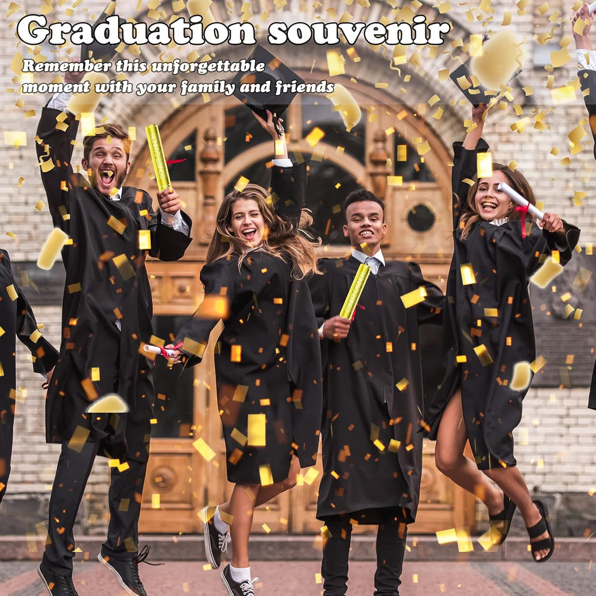 5 Packs Confetti Cannons Gold, 12 Inch Confetti Cannons Party Poppers, Gold Confetti Poppers for