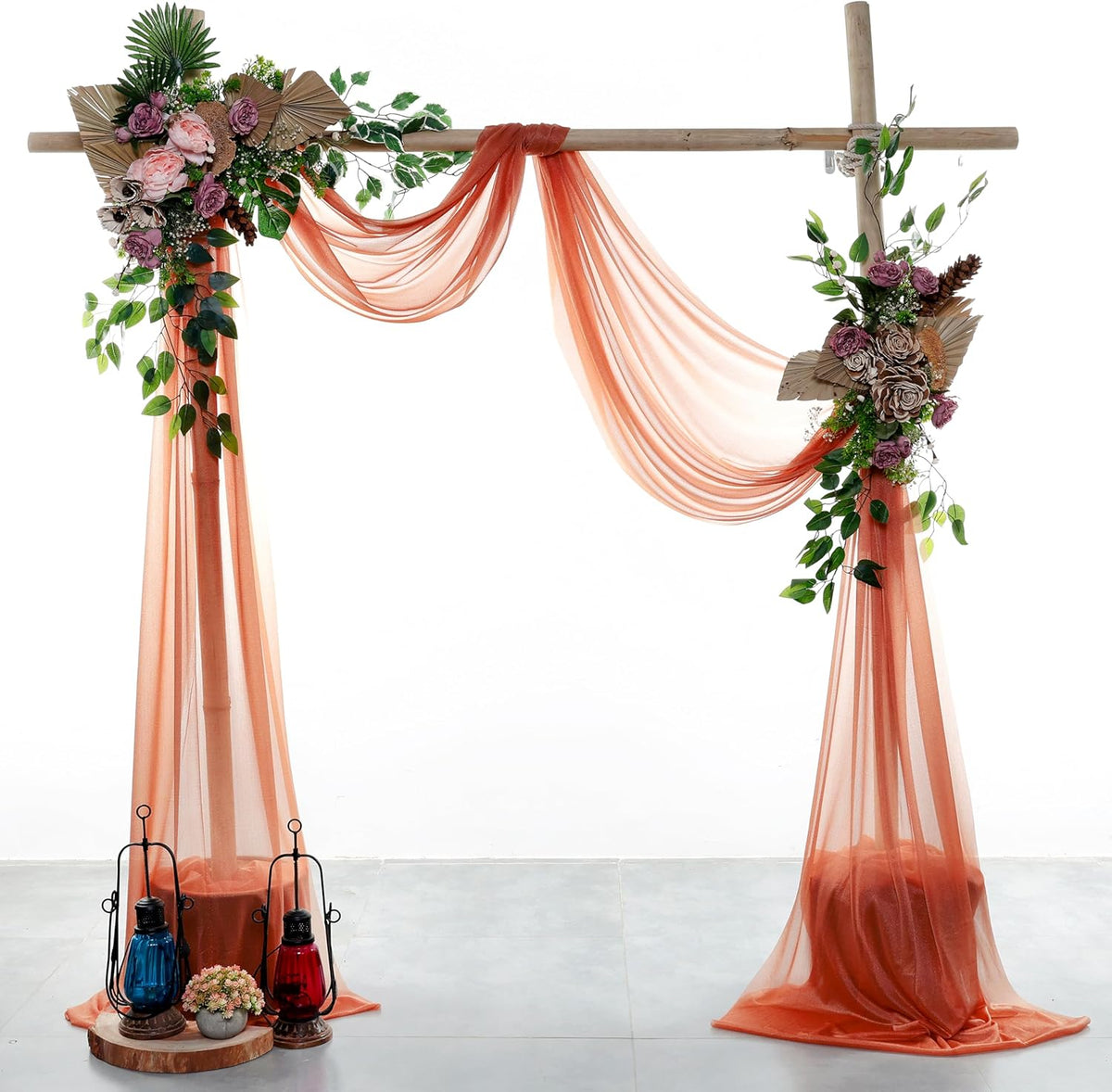 VDS Pack of 3 Panel (30 Inch X 20 Feet) Wedding Arch Draping Fabric Sheer Chiffon Fabric Drapery