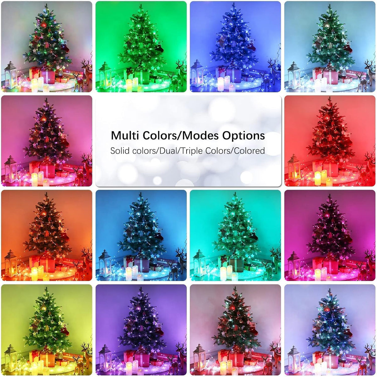 BrizLabs Christmas Fairy Lights - 66ft 200 LED Color Changing Fairy Lights with Remote, Plug-in RGB