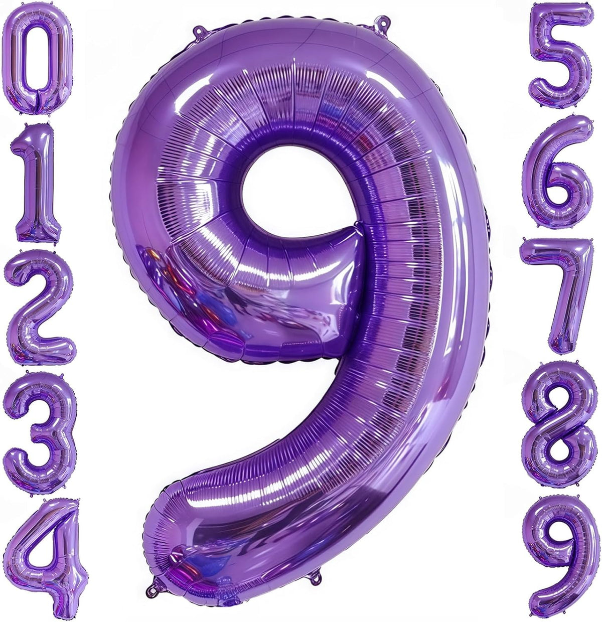 Purple 9 Balloon Number,40 Inch Number 9 Balloon Big Purple 9 Foil Mylar Helium Balloon for