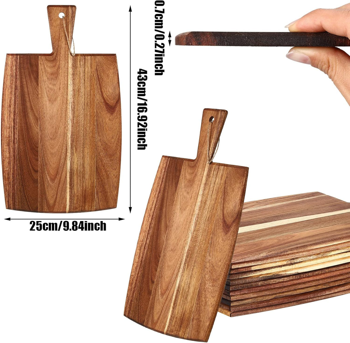 Irenare 18 Pcs Plain Cutting Board Set with Handles Laser Engraving Wooden Charcuterie Kitchen