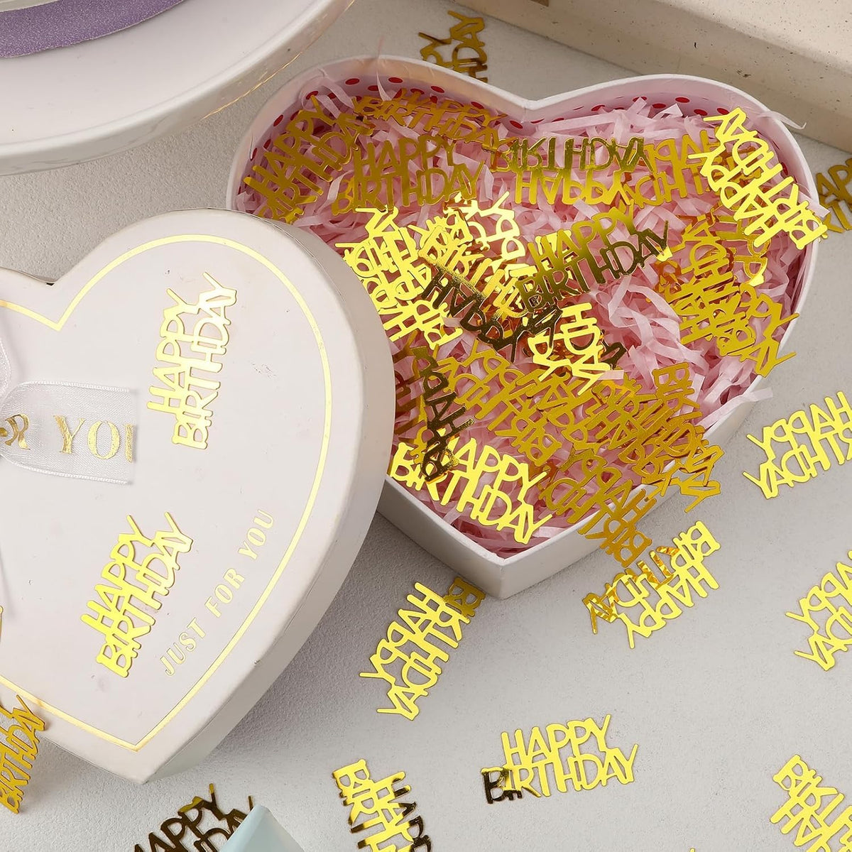 MARFOREVER Gold Happy Birthday Confetti Glitter, Birthday Party Metallic Foil Table Confetti Golden