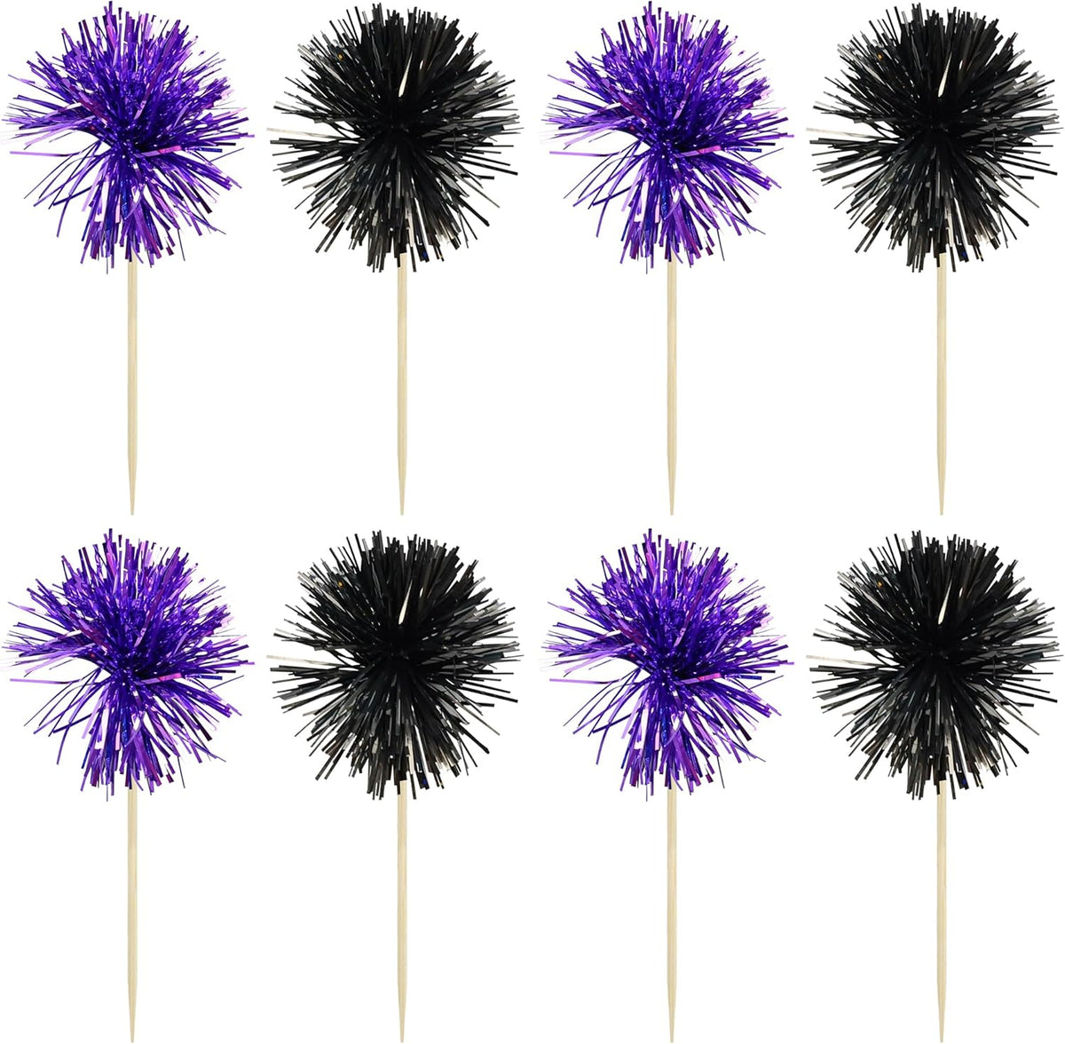 Gyufise 30Pcs Foil Firework Cupcake Toppers Sparkle Tinsel Cake Toppers Tinsel Drink Cake