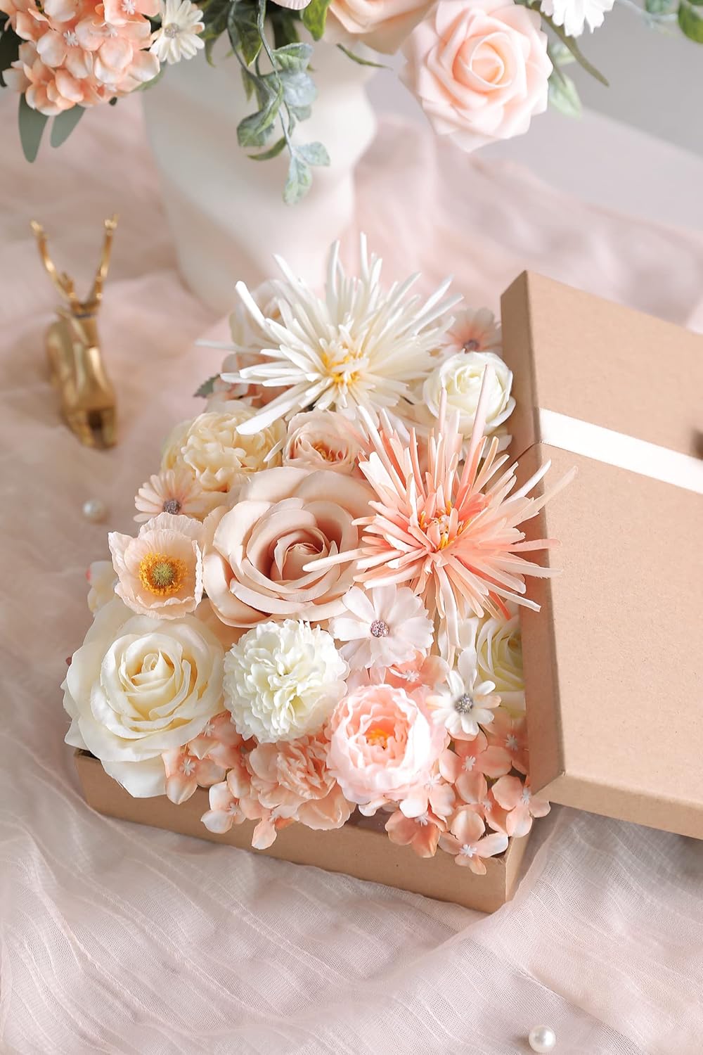 Serra Flora Artificial Flowers Combo Box Set Faux Flowers Bulk Flower Leaf with Stems Arrangements