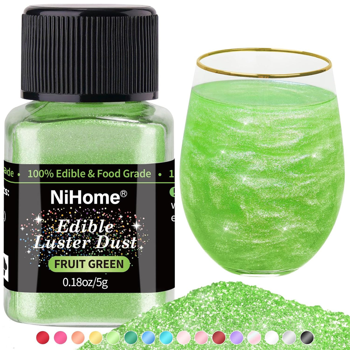 NiHome Edible Food-Grade Glimmer Powder Glitter Luster Dust Metallic Food Decorating Sprinkle