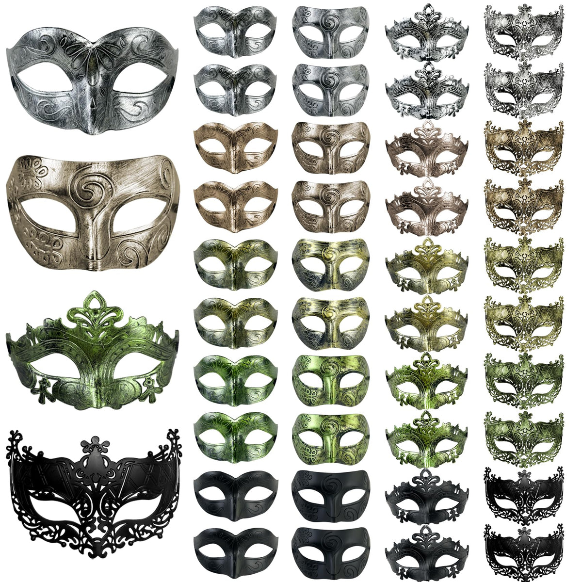 Lusy DM 40 Pieces Masquerade Mask Vintage Antique Mask Venetian Party Masks for Men Women Cosplay