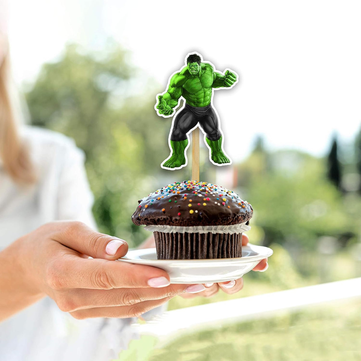 "Hlk Cupcake Topper – Superhero Theme Birthday Party Decoration – Cartoon Character Cupcake Picks