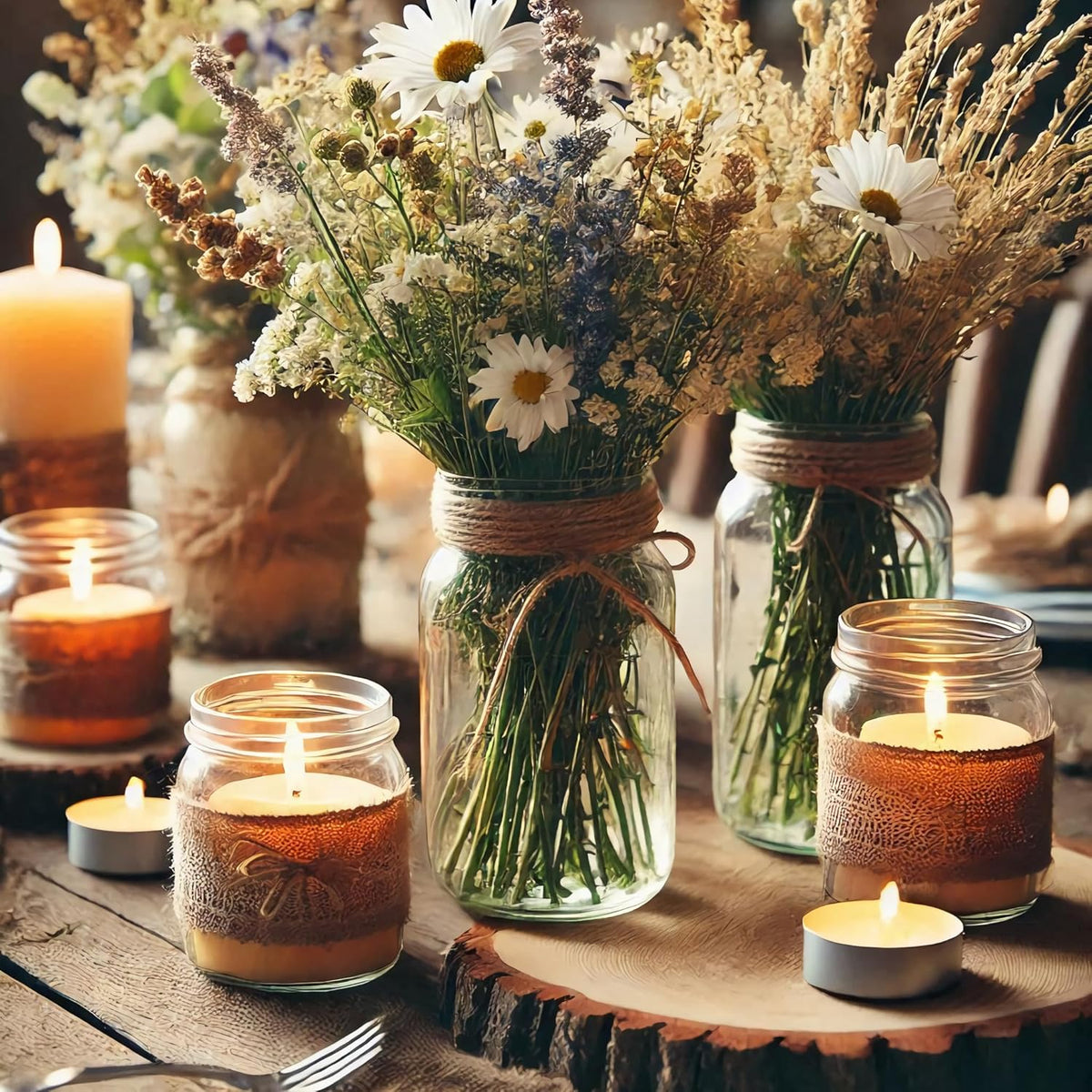 Vintage Glass Flower Vase，12 Pack Farmhouse Transparent White Glass Centerpiece Vases Mason Jars