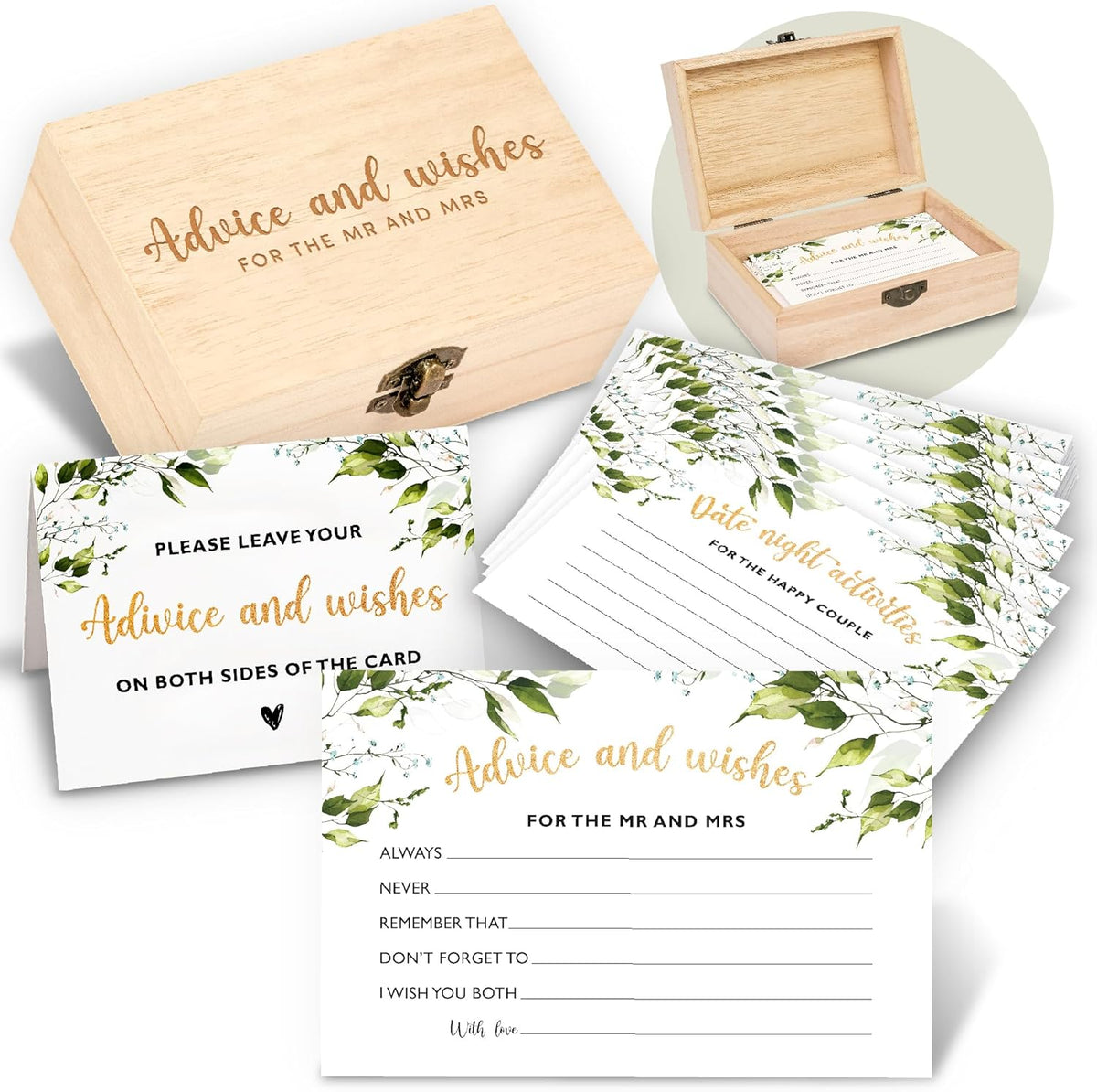 Advice and Wishes for The Mr and Mrs - Wedding Advice Cards for Bridal Shower Decorations, Bridal